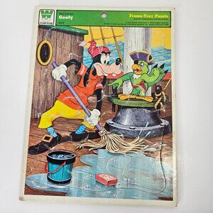 Whitman Vintage Frame Tray Puzzle Walt Disney Goofy Pirate USA